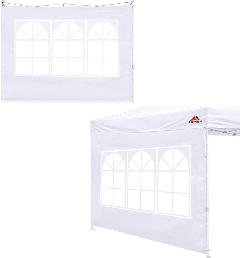 SCOCANOPY SideWall with Window for 10x10 Canopy Frame, 2 Pcs Sunwalls Only,White - Image 1